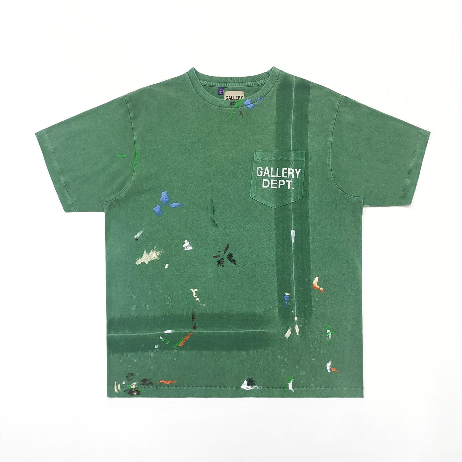 Gallery Dept Vintage Green Paint Splatter Logo T-Shirt - DopestKickz