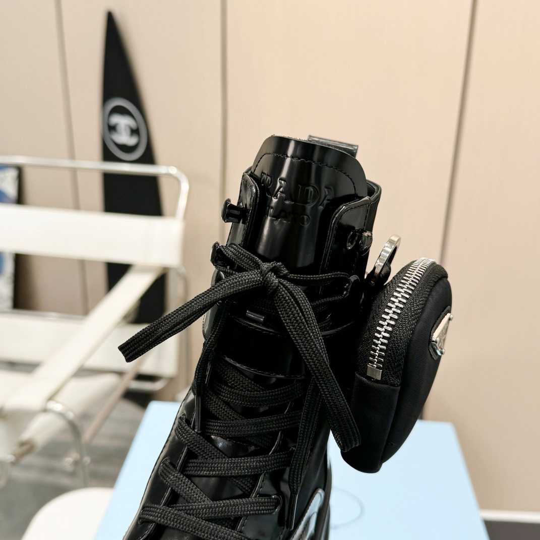 Prada Monolith Leather And Nylon Fabric Boots - DopestKickz