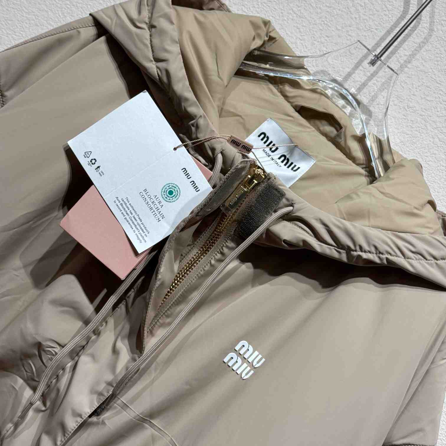 Miu Miu Drawstring Hooded Down Jacket - DopestKickz