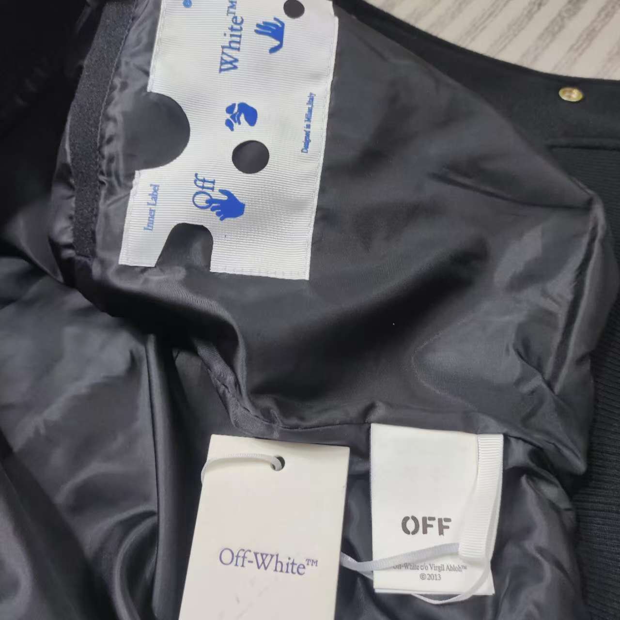 Off-White Embr Patches Embroidered Varsity Jacket - DopestKickz