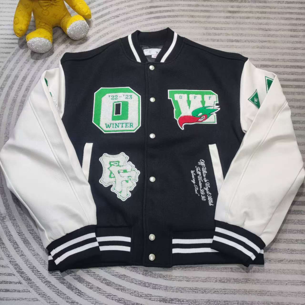Off-White Embr Patches Embroidered Varsity Jacket - DopestKickz