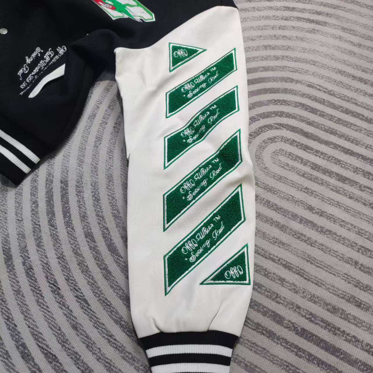 Off-White Embr Patches Embroidered Varsity Jacket - DopestKickz