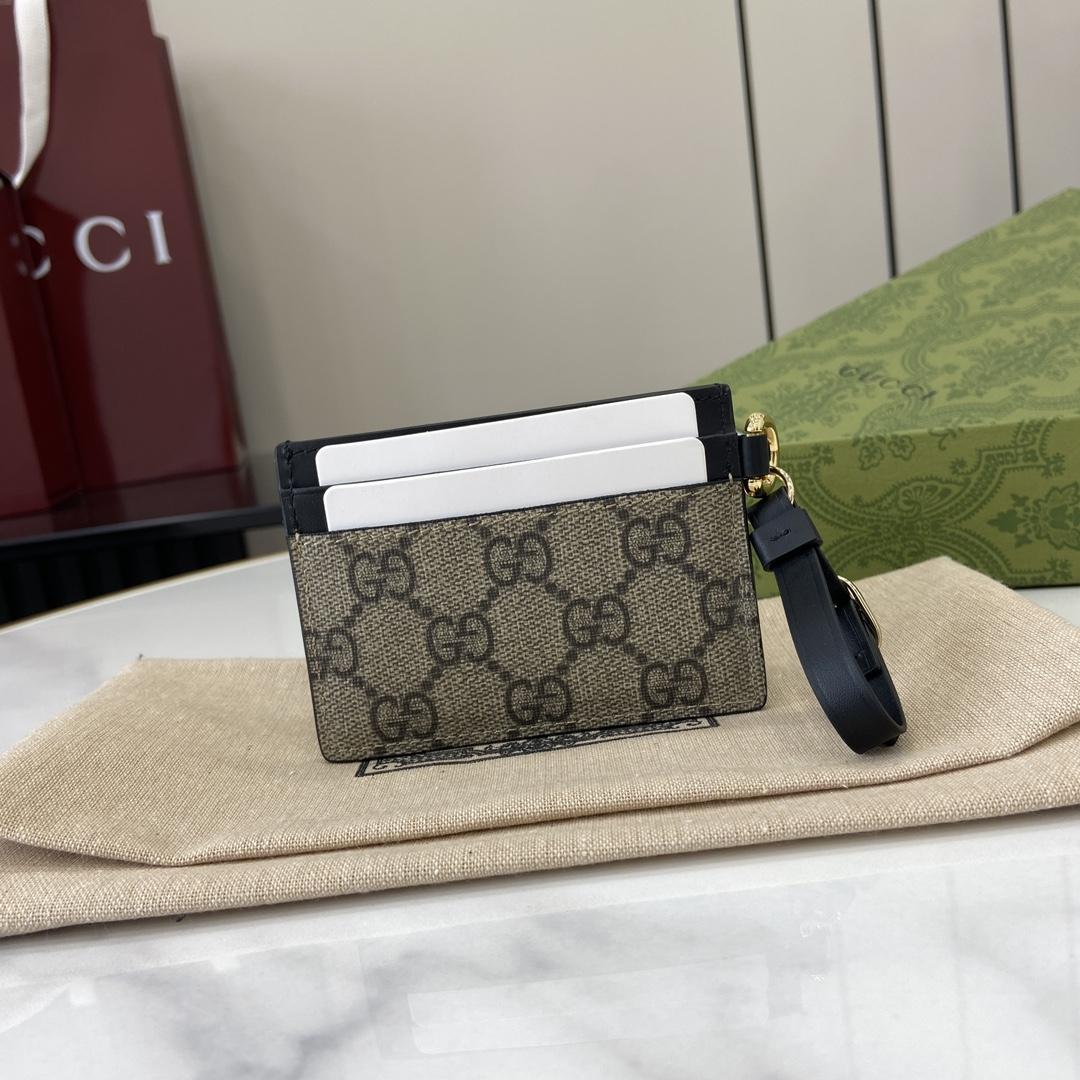 Gucci GG Emblem Card Case With Strap - DopestKickz