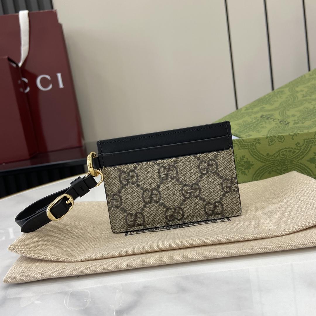 Gucci GG Emblem Card Case With Strap - DopestKickz