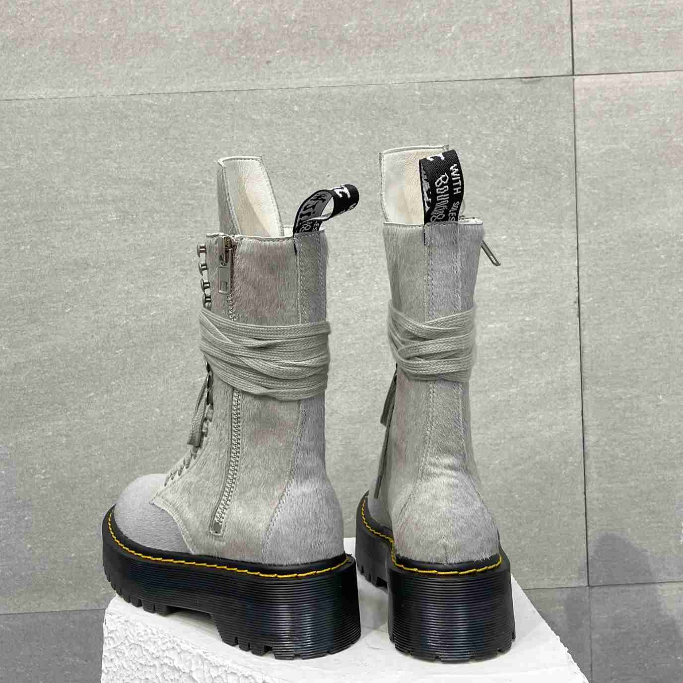 Rick Owens x Dr Martens Calf-hair Quad-sole Boots - DopestKickz