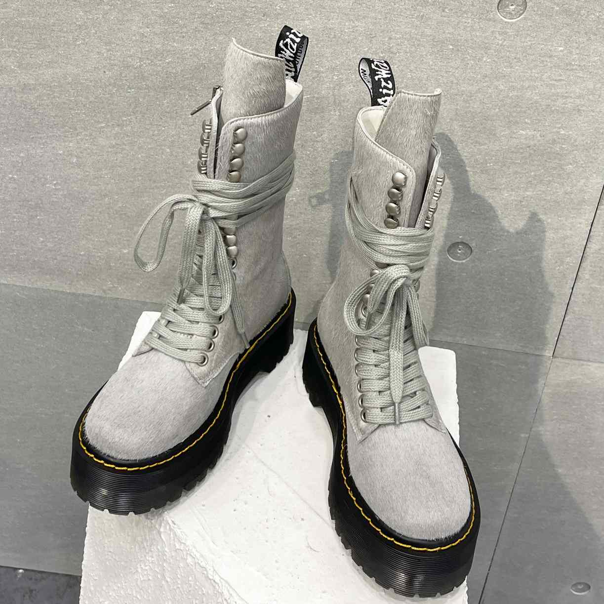 Rick Owens x Dr Martens Calf-hair Quad-sole Boots - DopestKickz