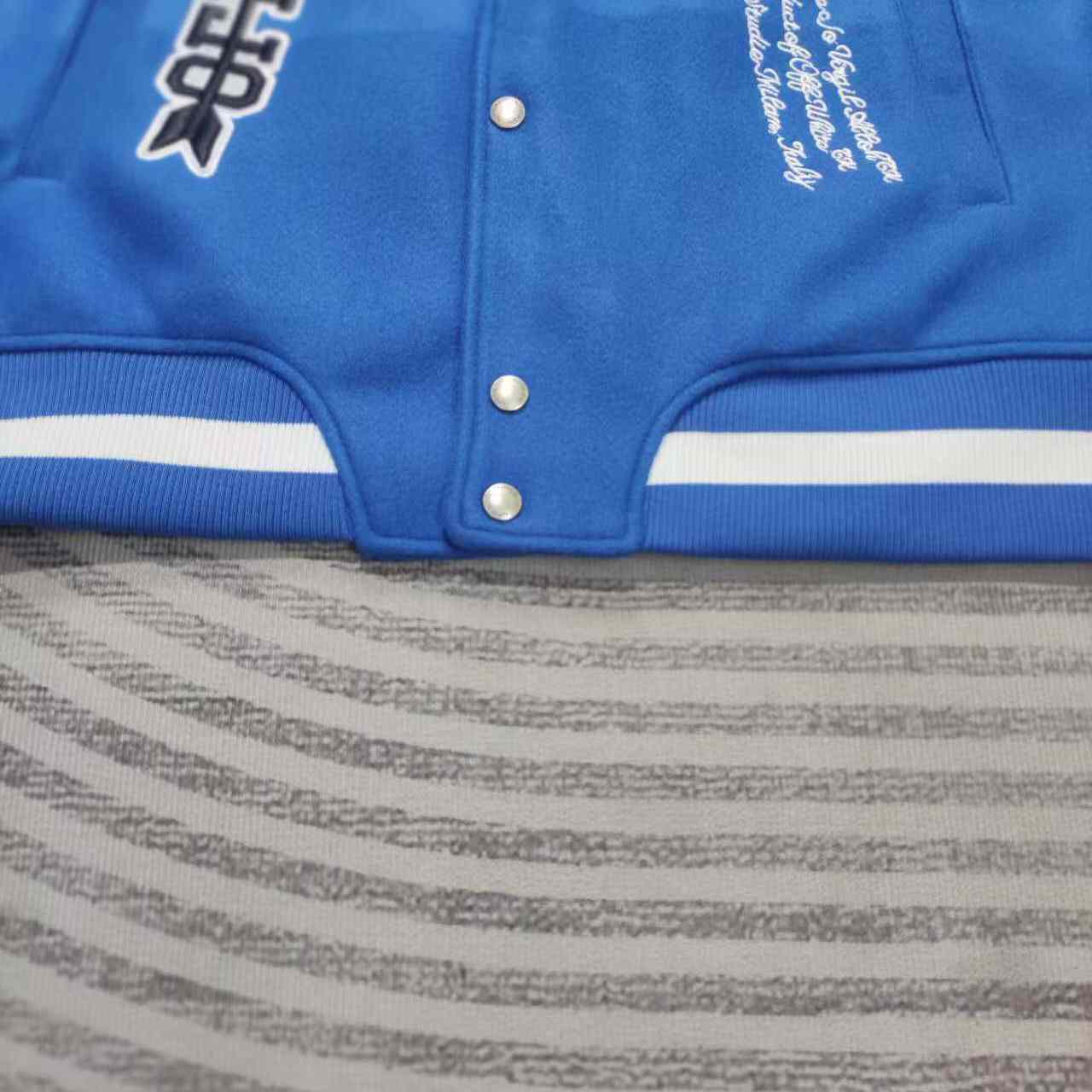Off-White Royal Logo-appliqué Varsity Jacket - DopestKickz