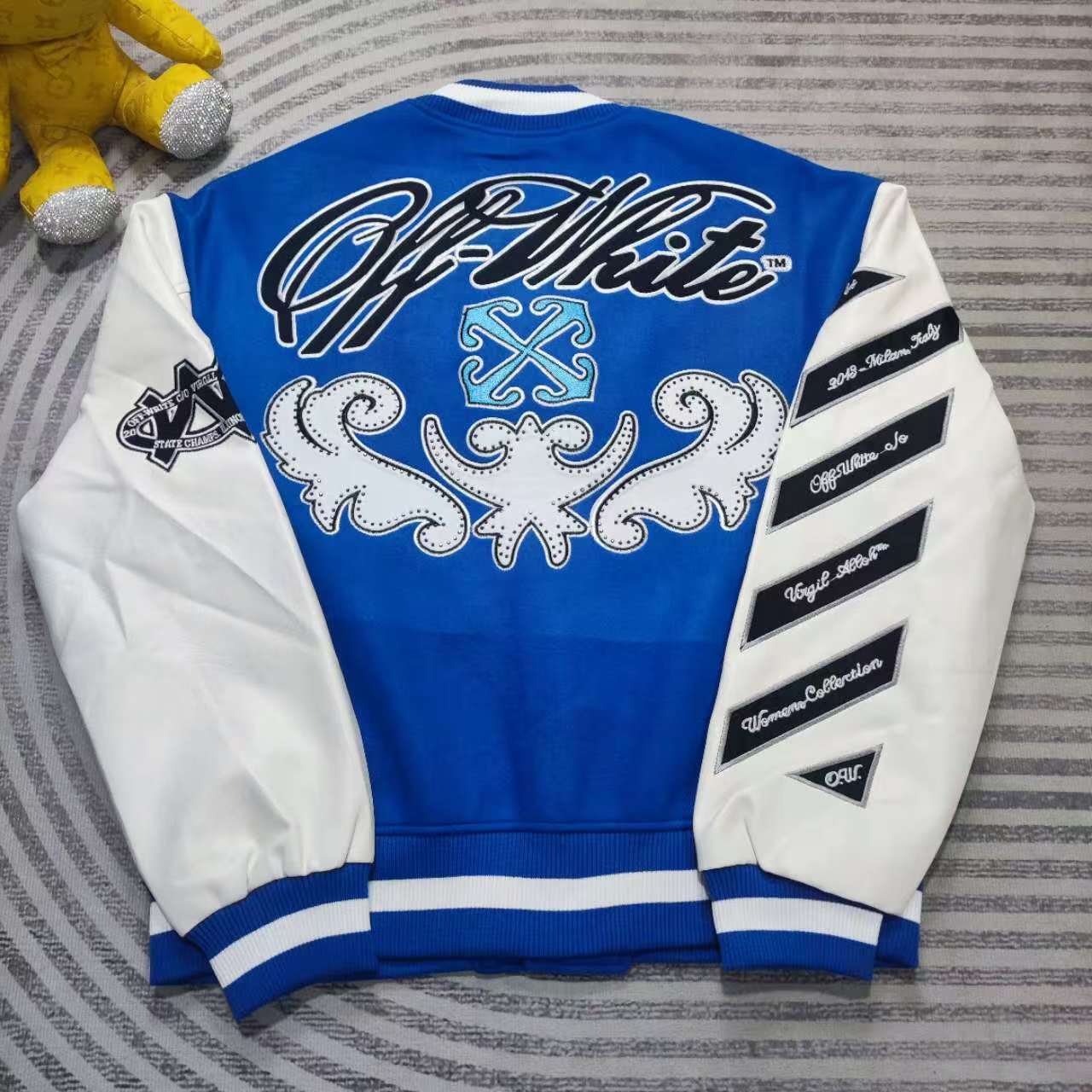 Off-White Royal Logo-appliqué Varsity Jacket - DopestKickz