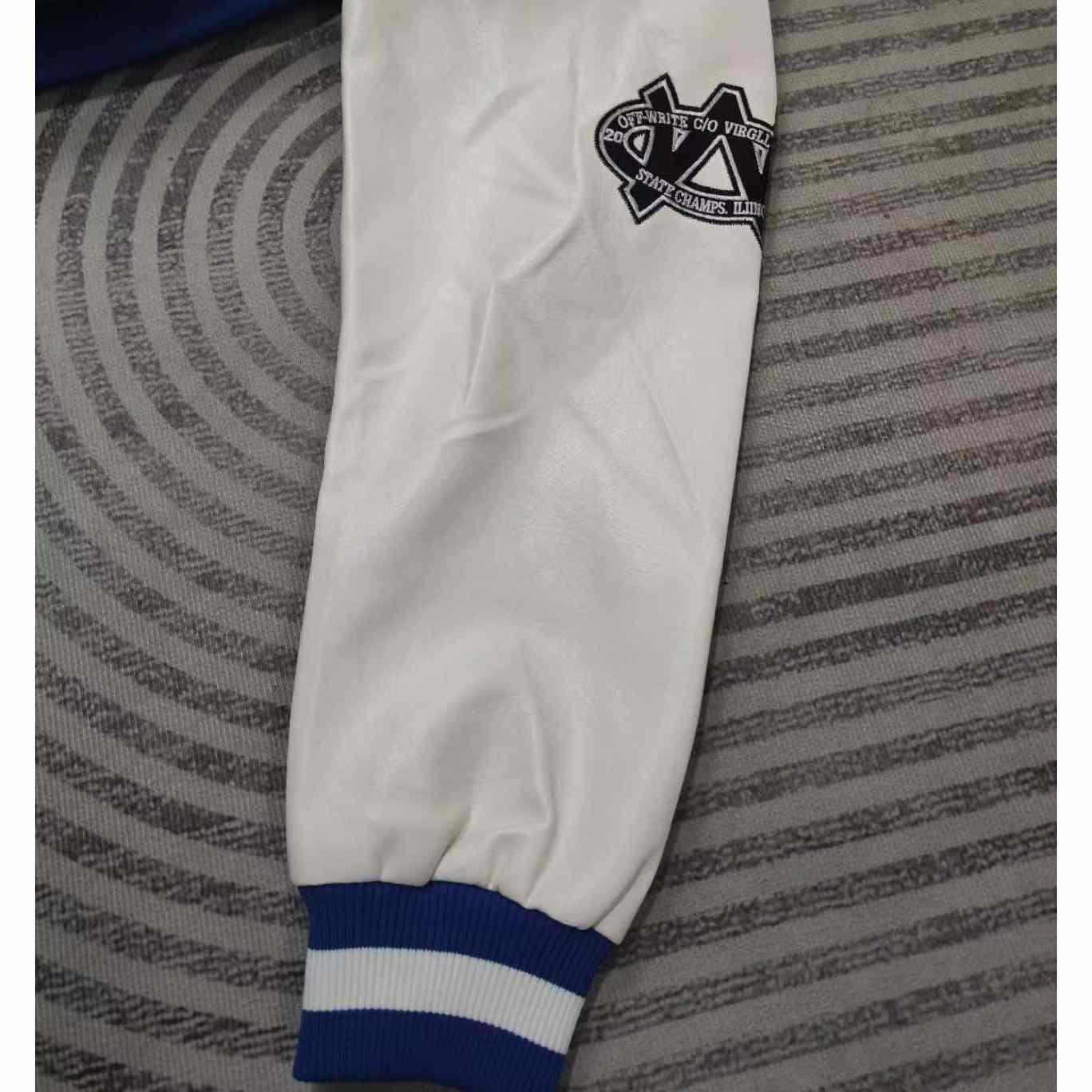 Off-White Royal Logo-appliqué Varsity Jacket - DopestKickz