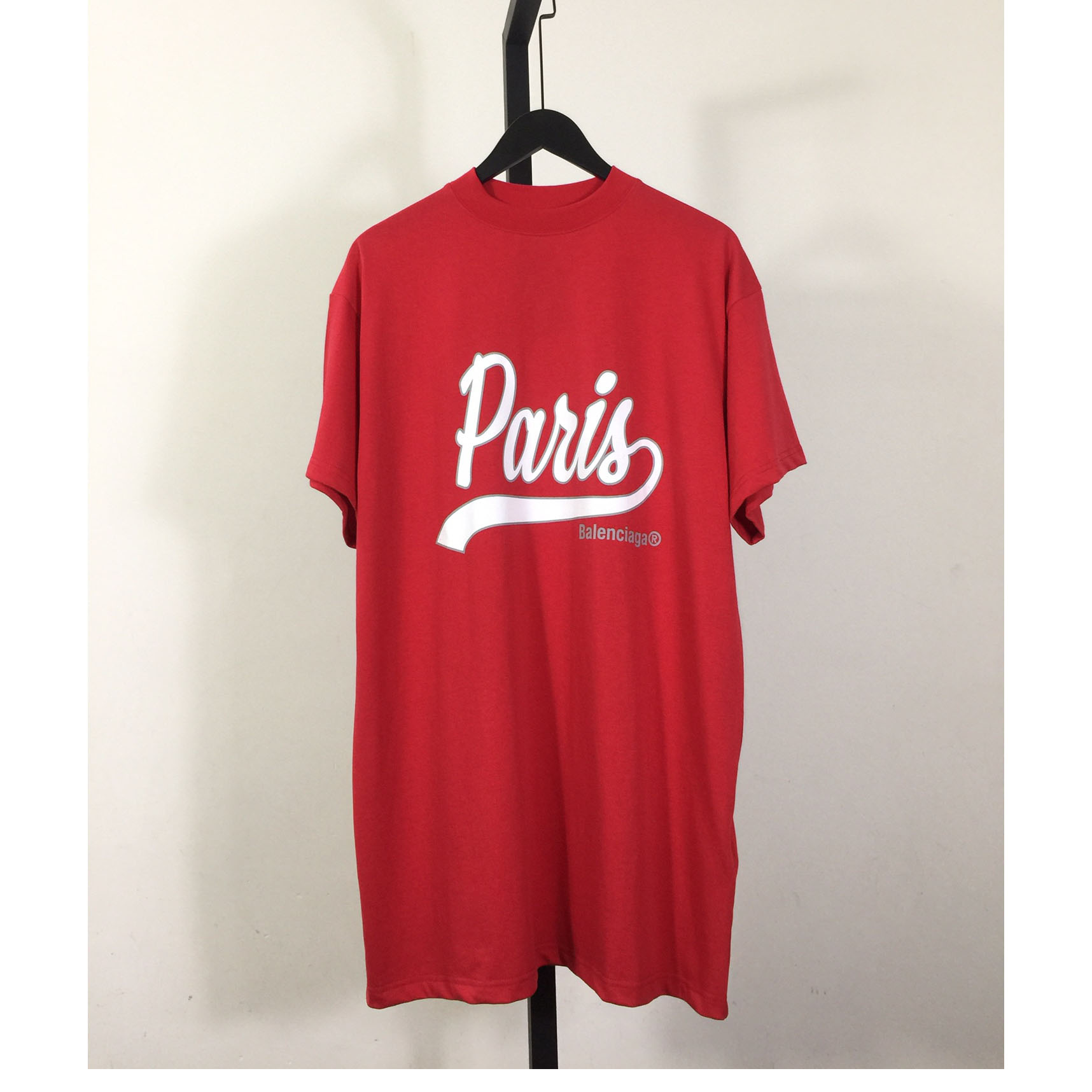 Balenciaga Red White Paris Logo Printed Cotton T-shirt - DopestKickz
