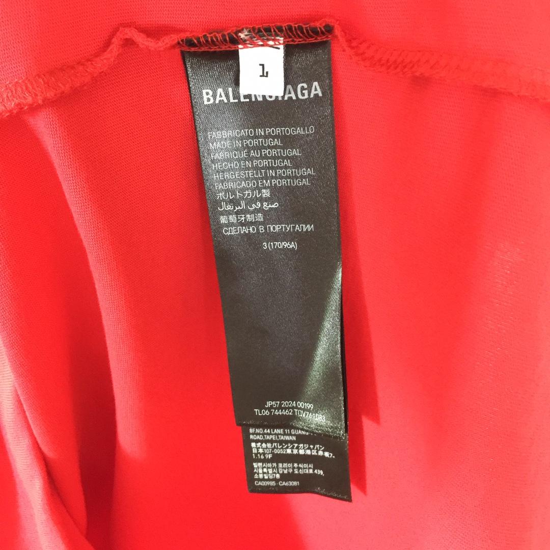 Balenciaga Red White Paris Logo Printed Cotton T-shirt - DopestKickz