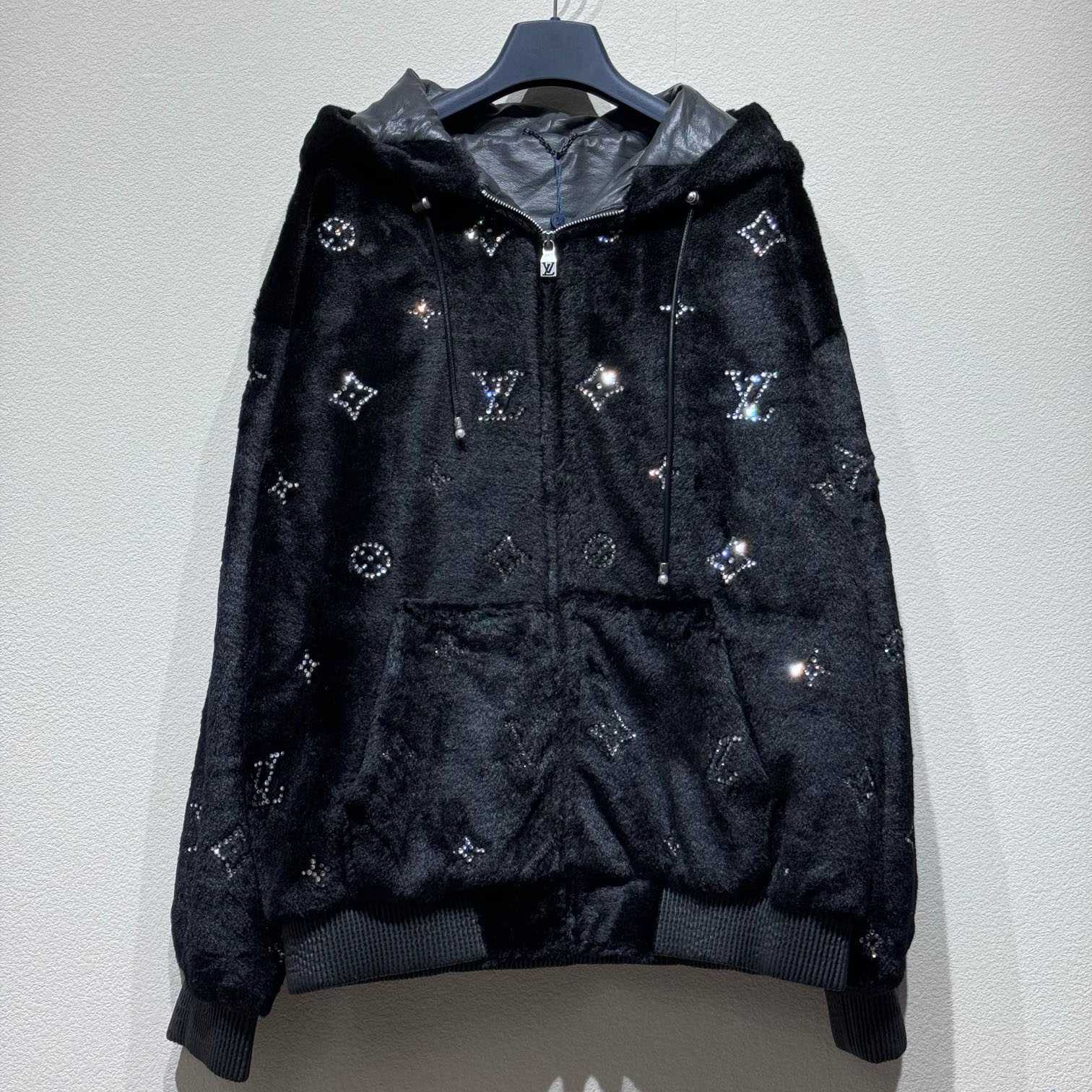 Louis Vuitton MNG Embellished Shearling Hoodie - DopestKickz