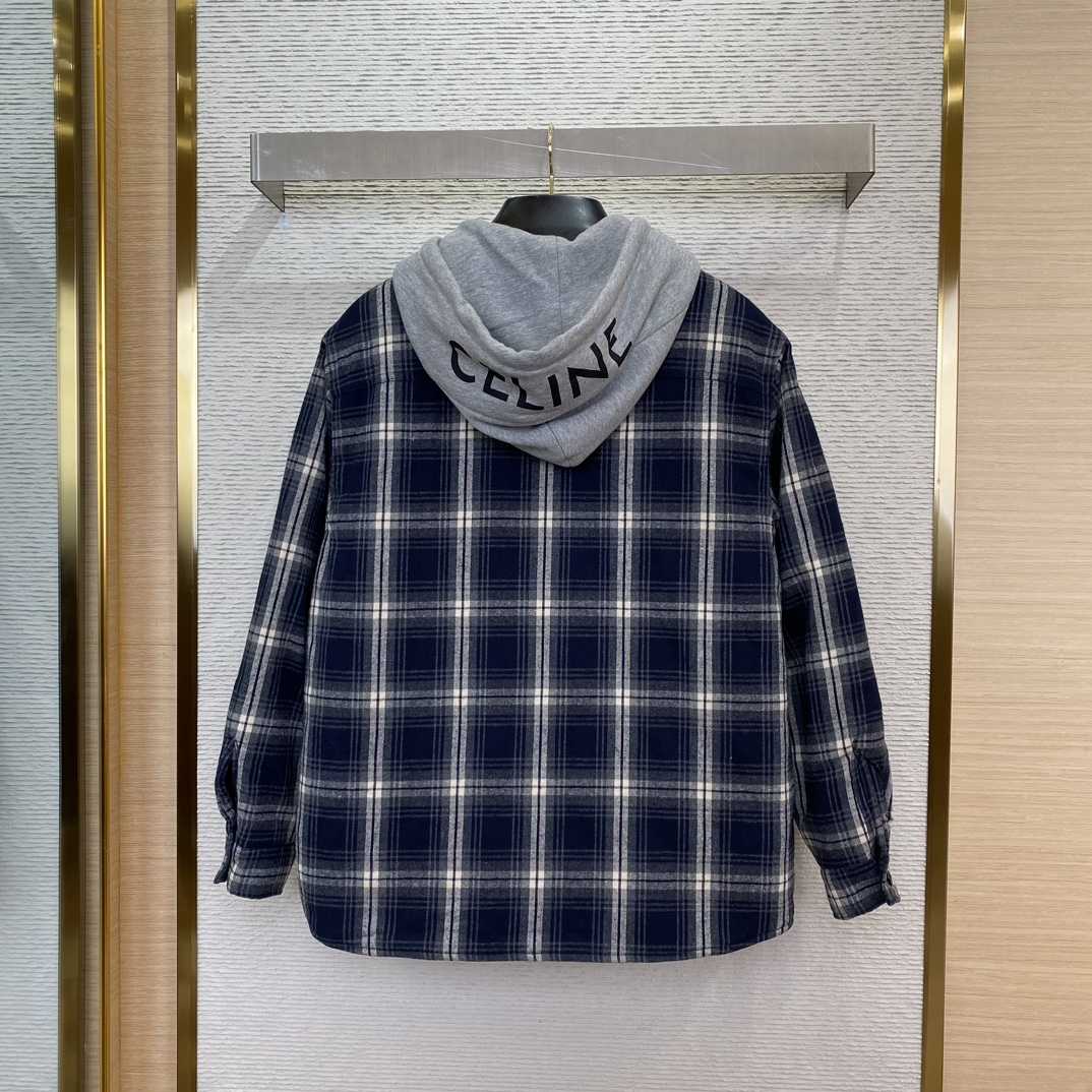 Celine Hooded Overshirt In Checked Cotton - DopestKickz
