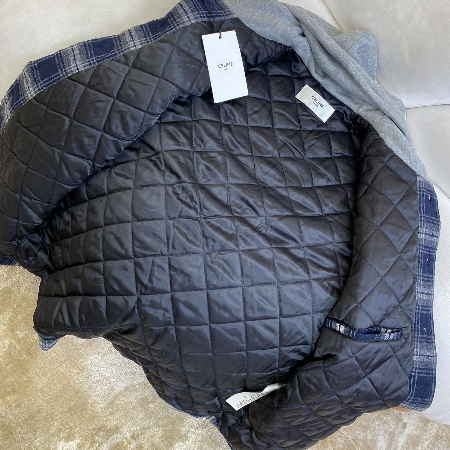 Celine Hooded Overshirt In Checked Cotton - DopestKickz