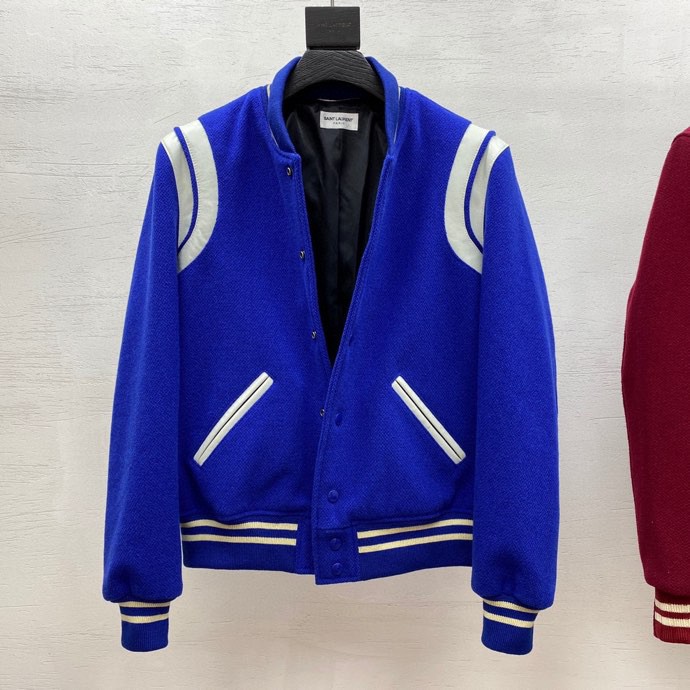 Saint Laurent Varsity Classic Teddy Bomber Jacket - DopestKickz