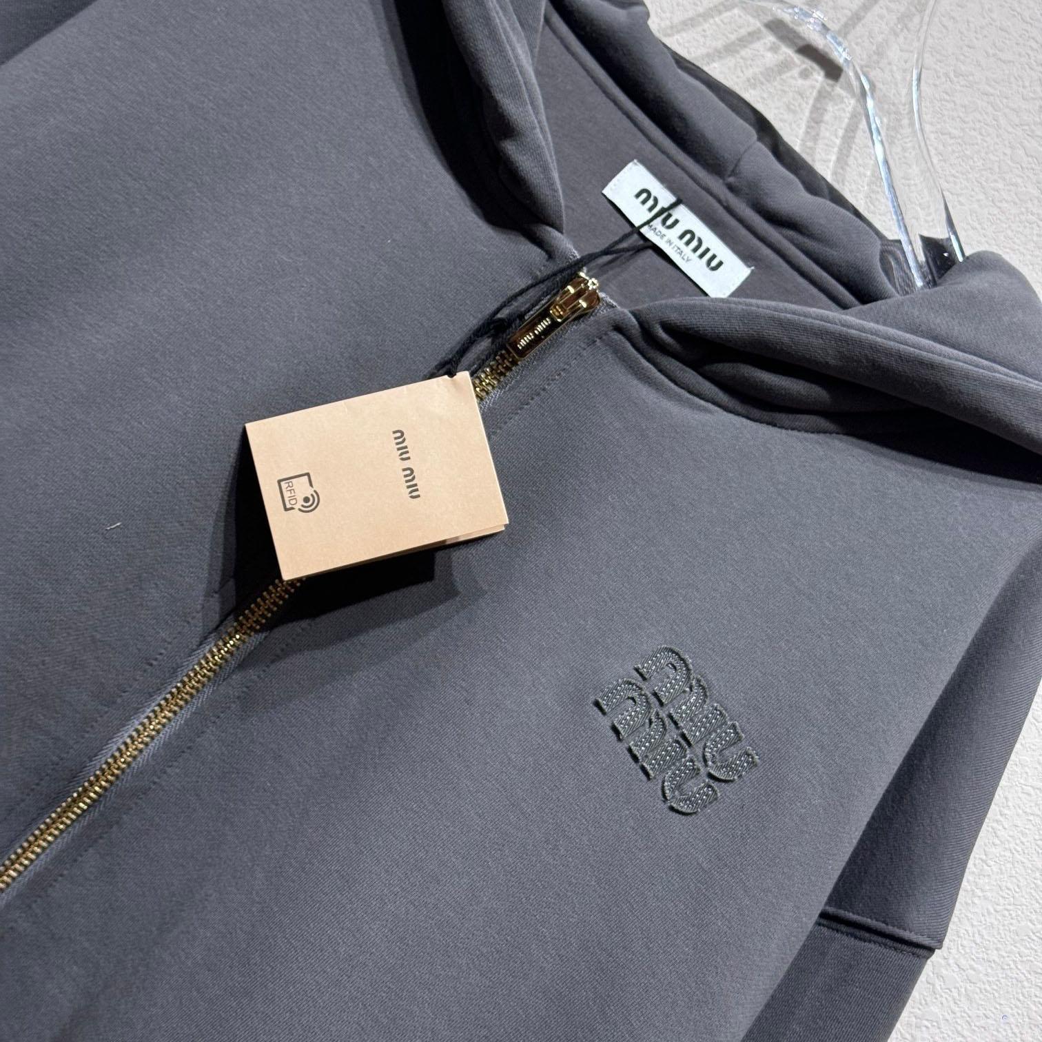 Miu Miu Garment-dyed Blouson Jacket With Embroidered Logo - DopestKickz