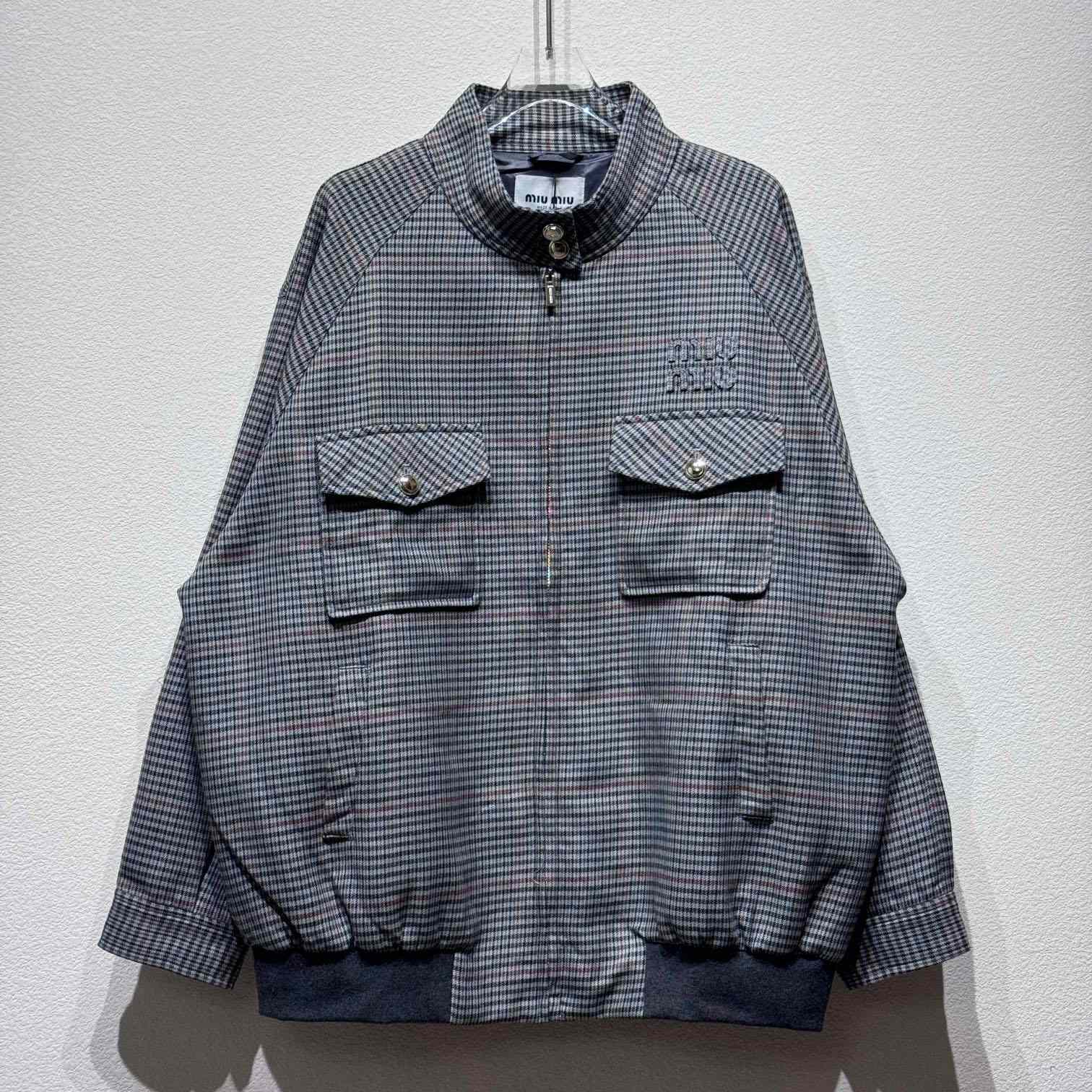 Miu Miu Check Logo Bomber Jacket - DopestKickz