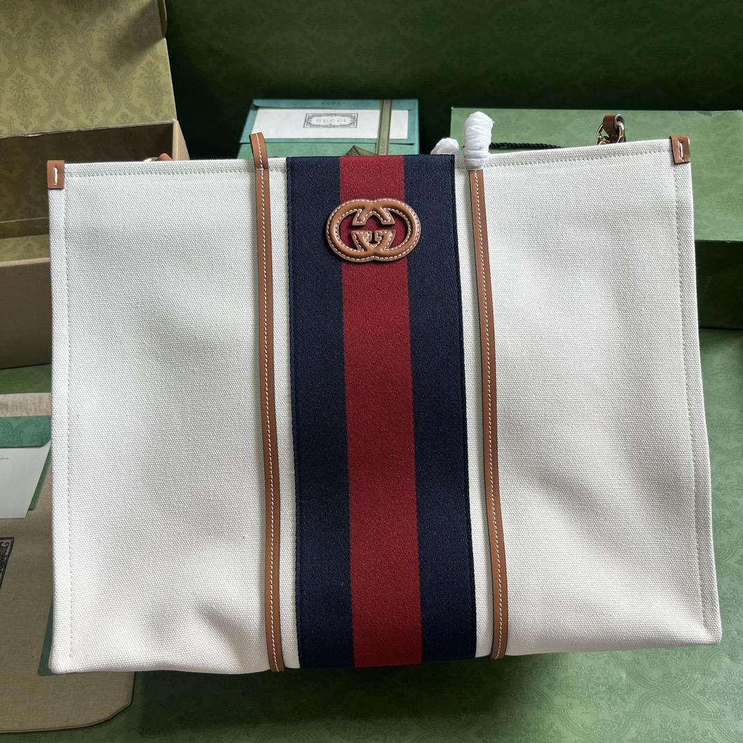 Gucci Interlocking G Large Canvas Tote Bag   44-35-22.5cm - DopestKickz
