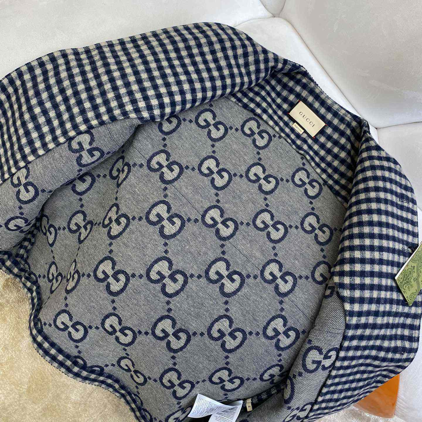 Gucci Wool Gingham Jacket With Interlocking G  - DopestKickz