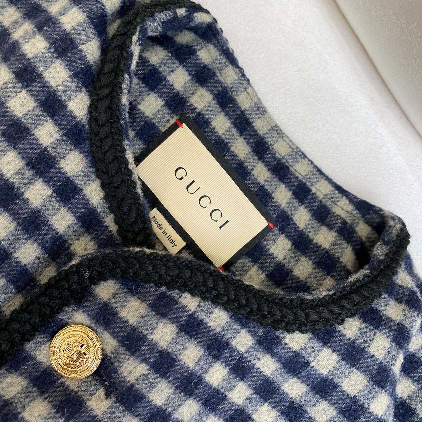 Gucci Wool Gingham Jacket With Interlocking G  - DopestKickz