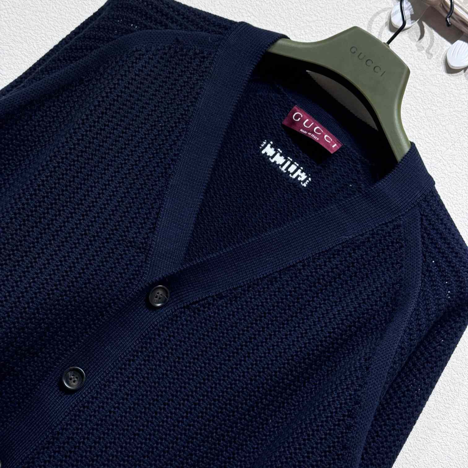 Gucci Ajour Cotton Knit Cardigan With Web - DopestKickz