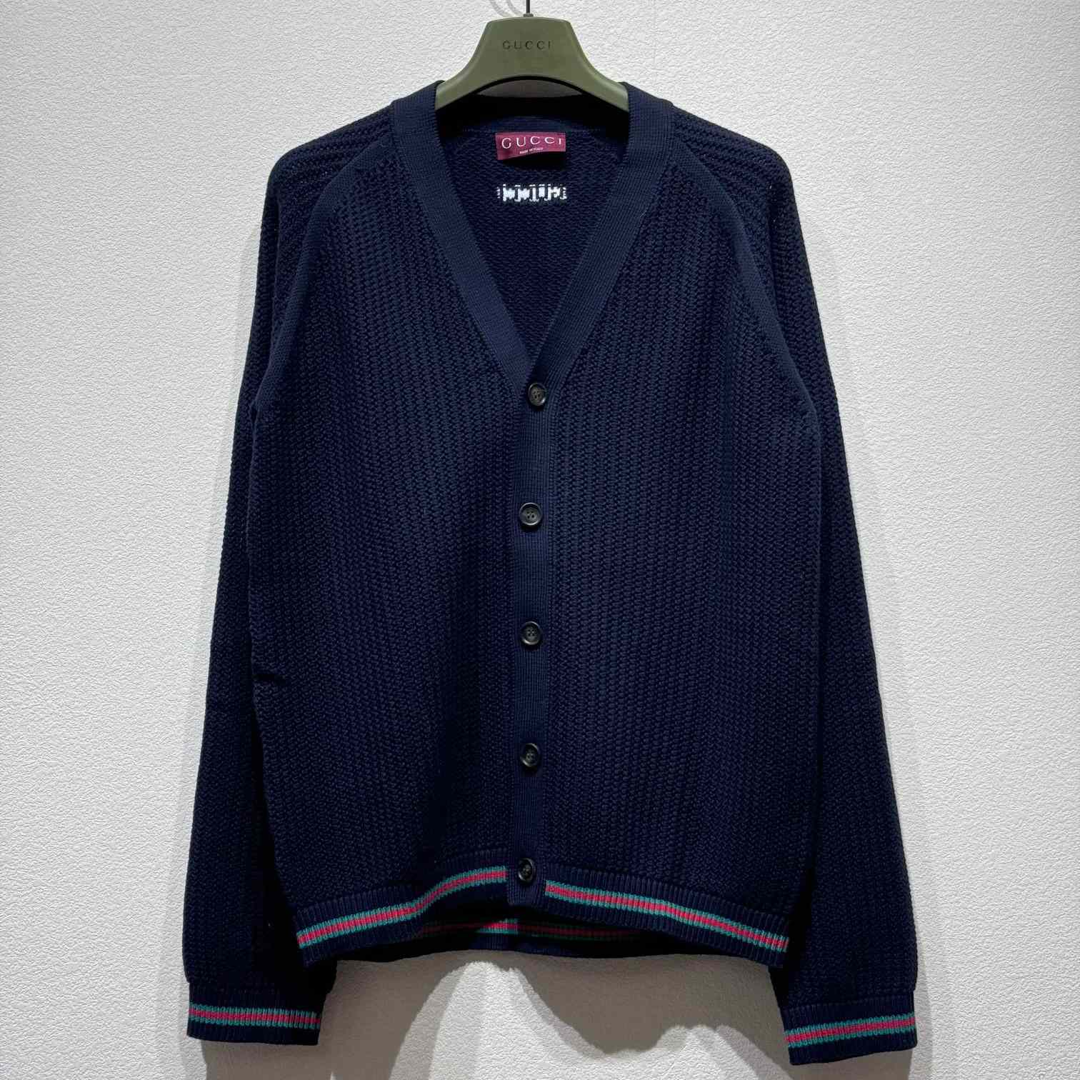 Gucci Ajour Cotton Knit Cardigan With Web - DopestKickz