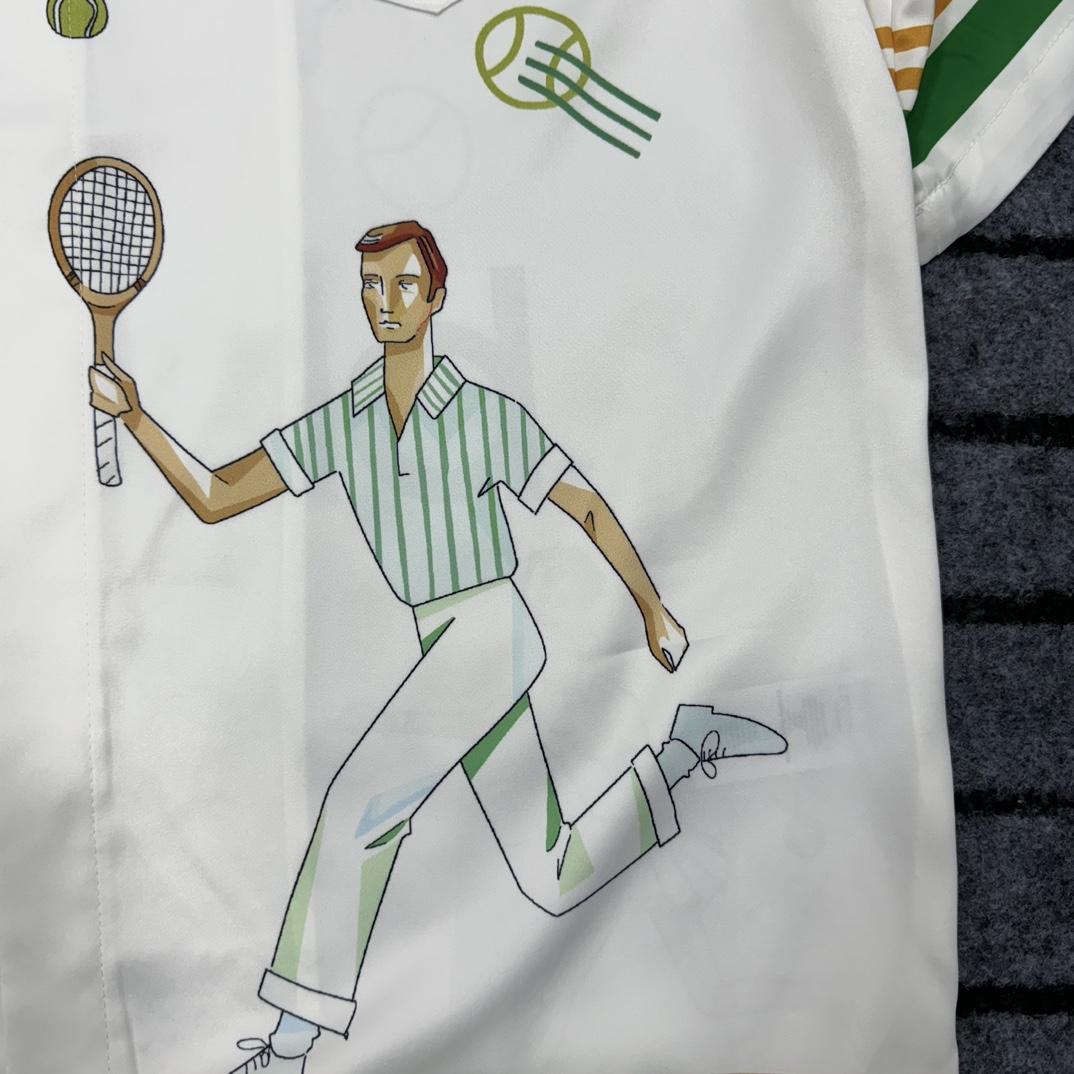 Casablanca Tennis Play Short Sleeve Linen Shirt - DopestKickz