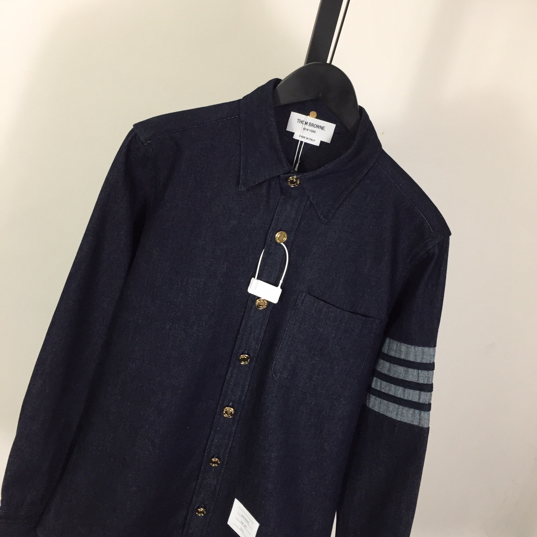 Thom Browne 4-Bar Denim Button-Up Shirt - DopestKickz