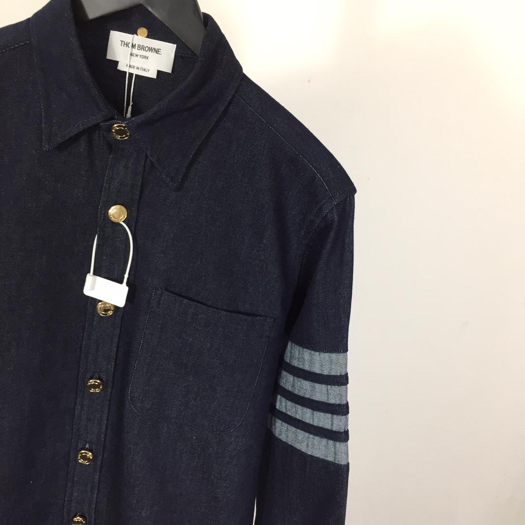 Thom Browne 4-Bar Denim Button-Up Shirt - DopestKickz