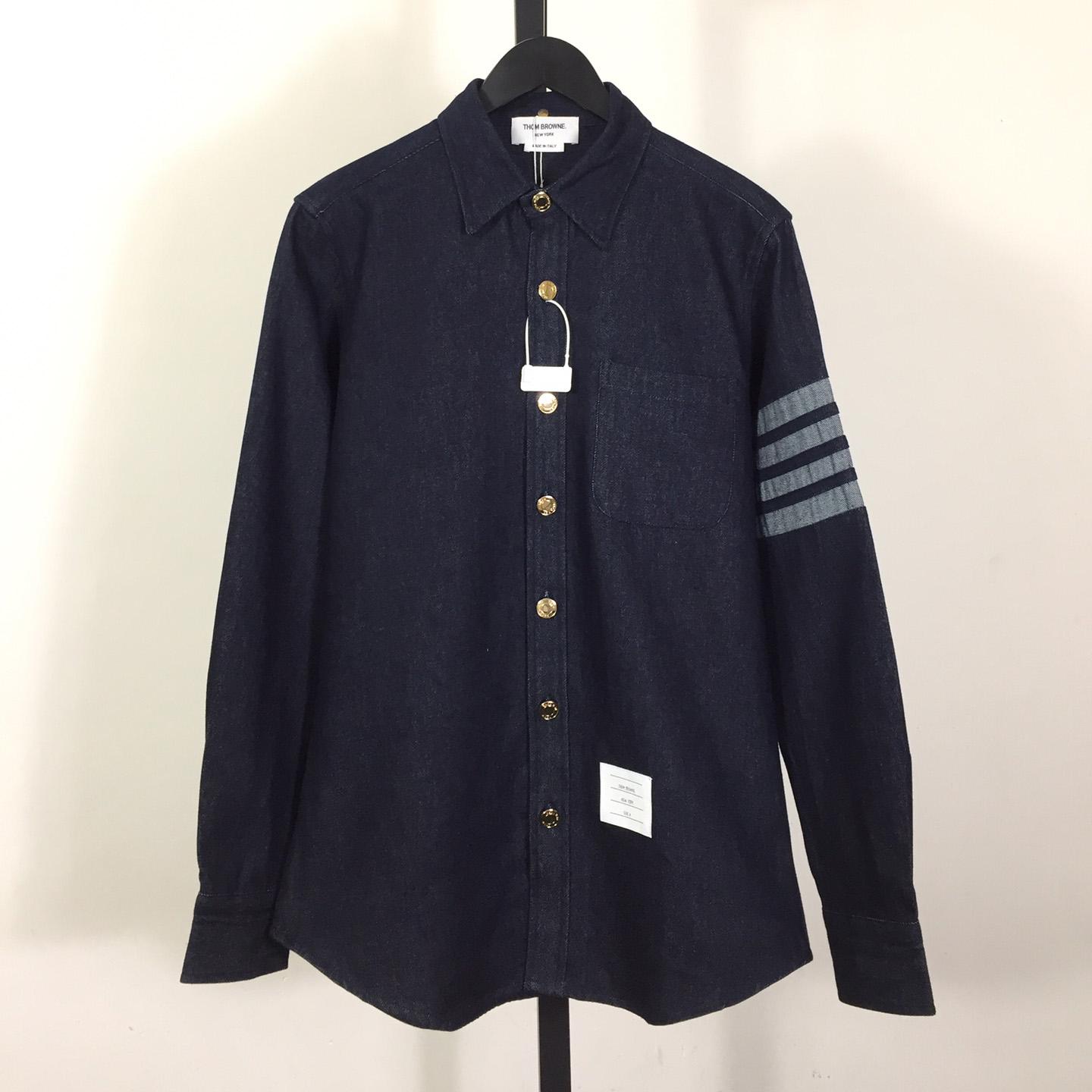 Thom Browne 4-Bar Denim Button-Up Shirt - DopestKickz