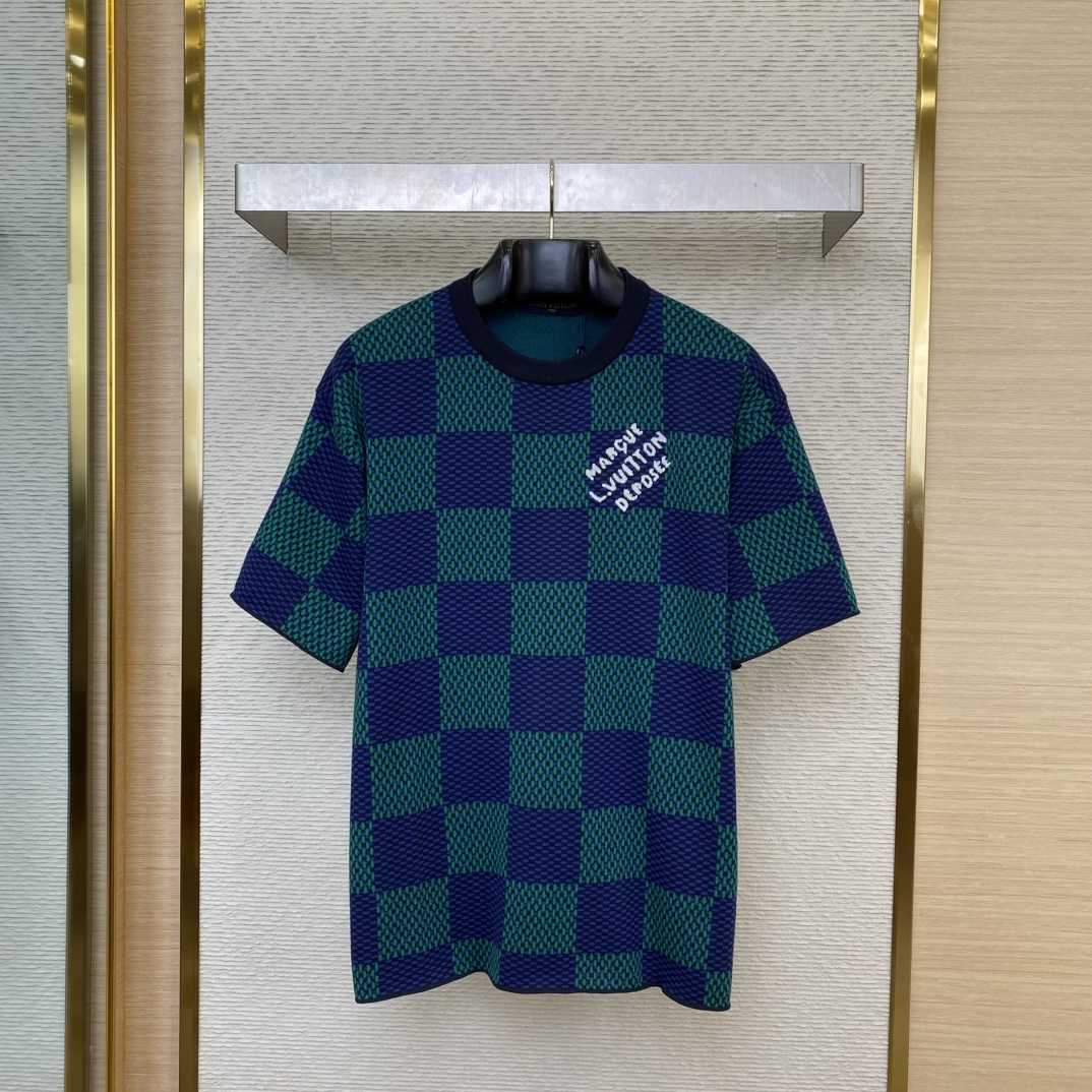 Louis Vuitton Jacquard Damier Short-Sleeved Cotton Crewneck  1AHBCW - DopestKickz