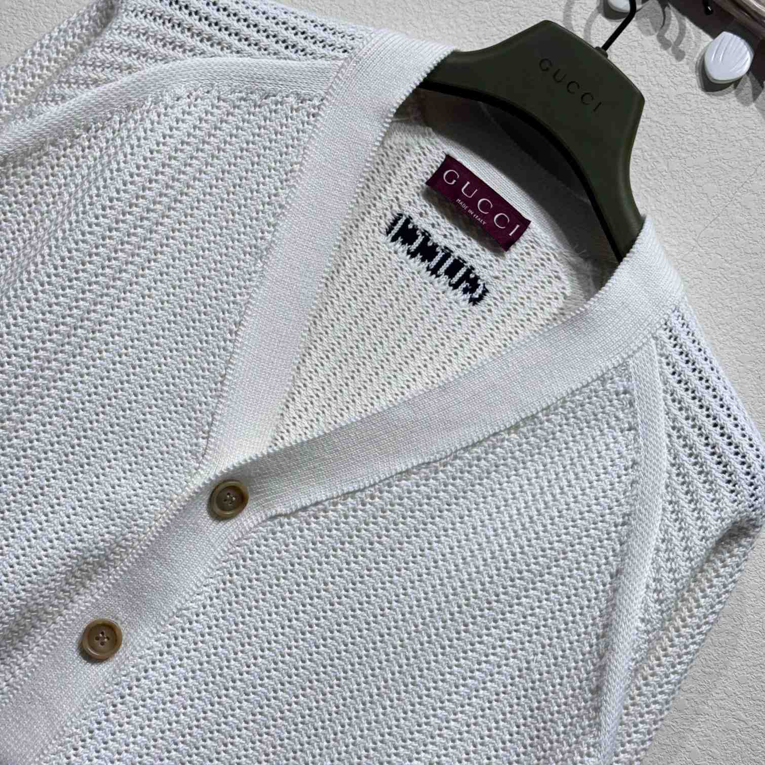 Gucci Ajour Cotton Knit Cardigan With Web - DopestKickz