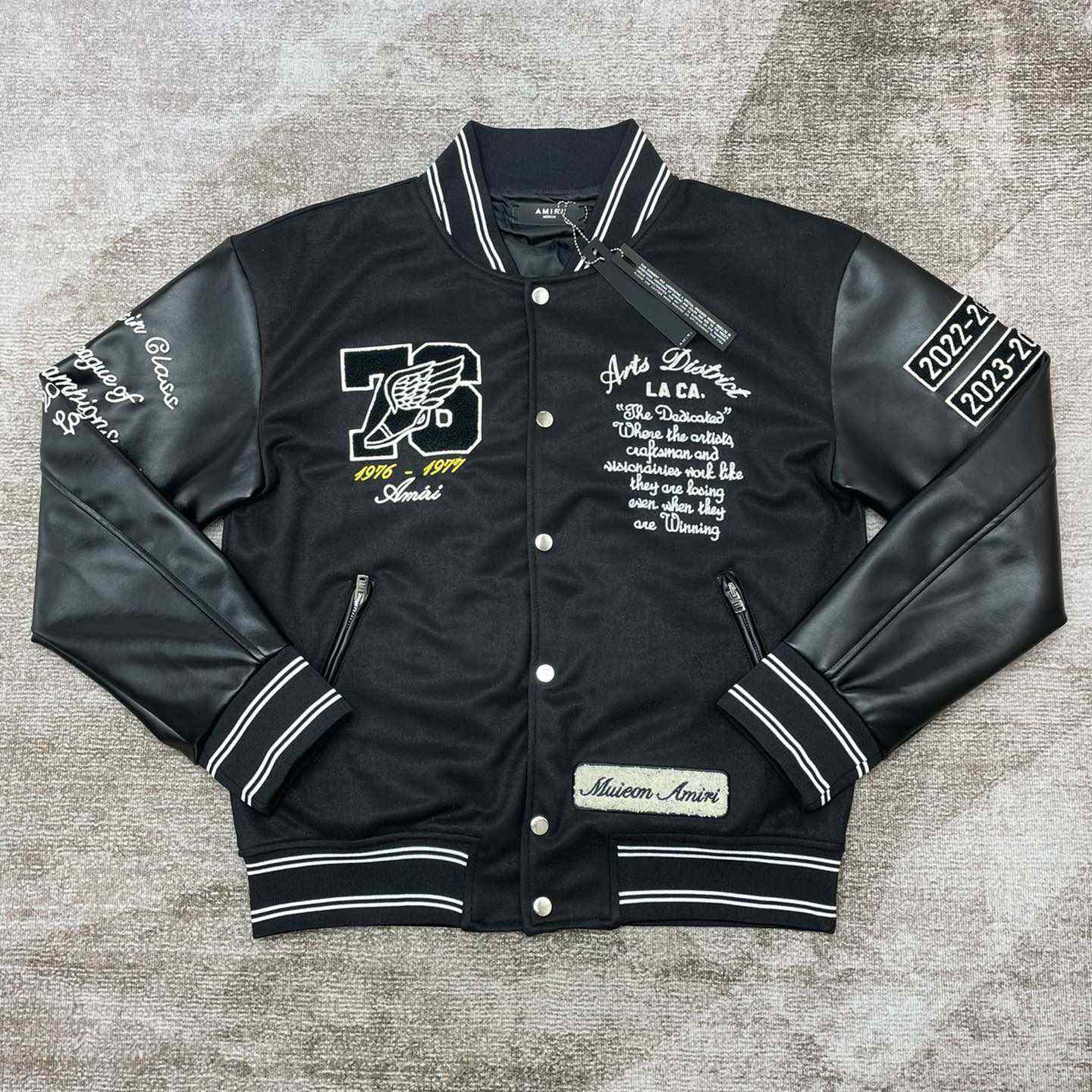 Amiri Embroidered Eagle Applique Varsity Jacket - DopestKickz
