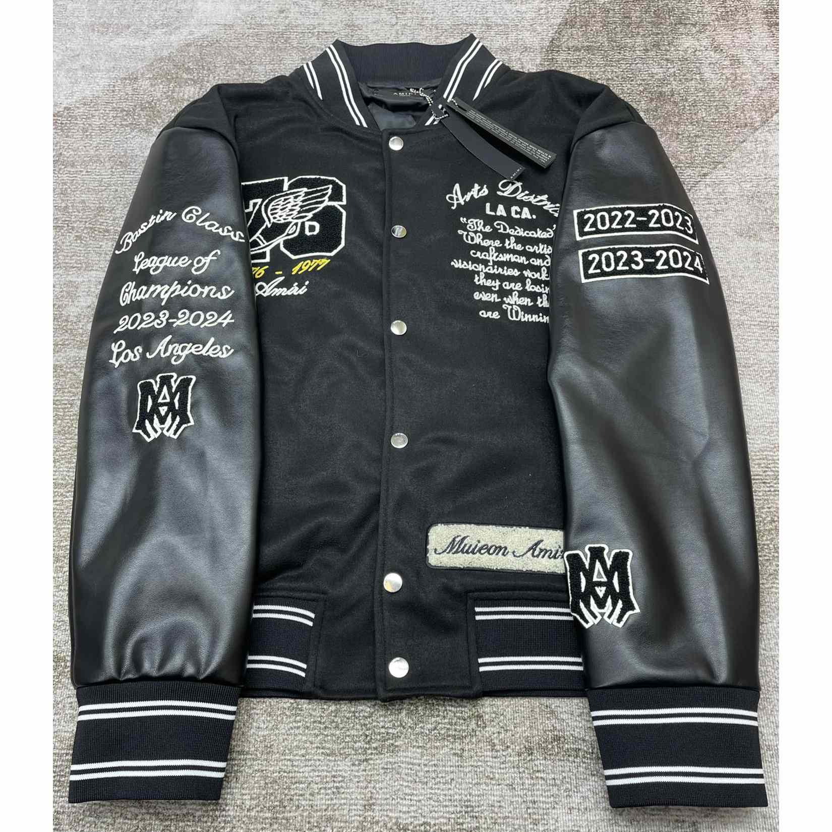 Amiri Embroidered Eagle Applique Varsity Jacket - DopestKickz