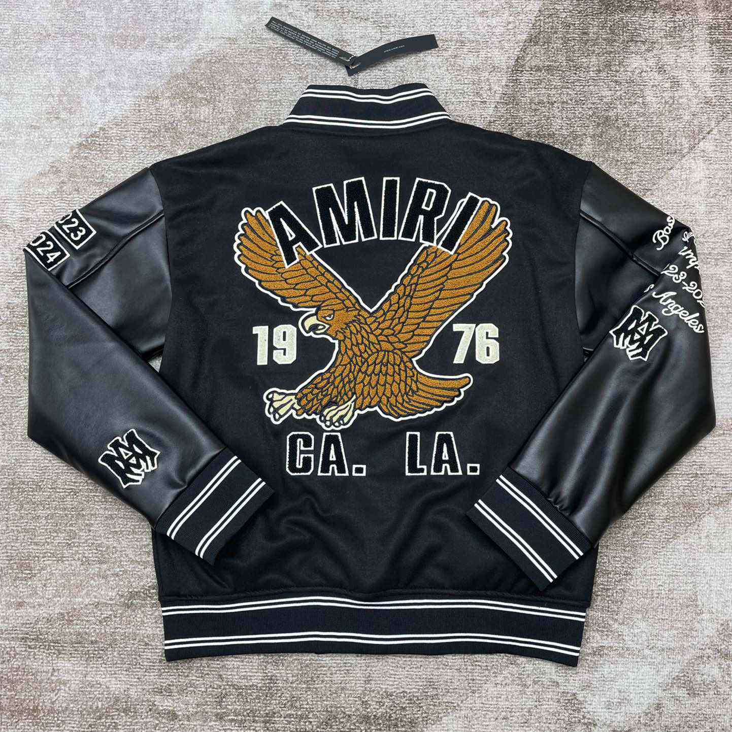 Amiri Embroidered Eagle Applique Varsity Jacket - DopestKickz