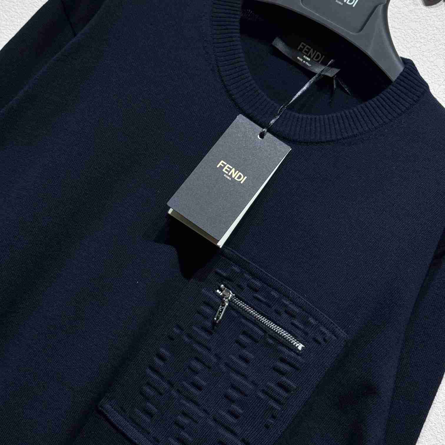 Fendi Navy Blue Wool Jumper - DopestKickz