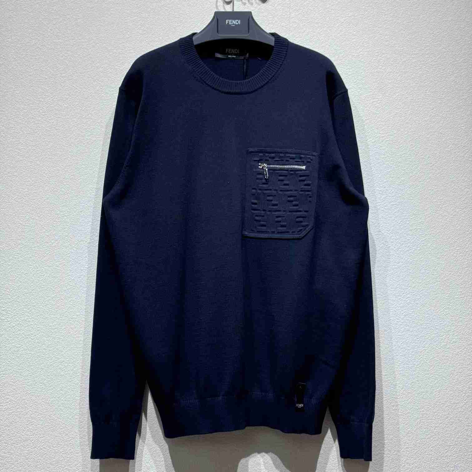 Fendi Navy Blue Wool Jumper - DopestKickz