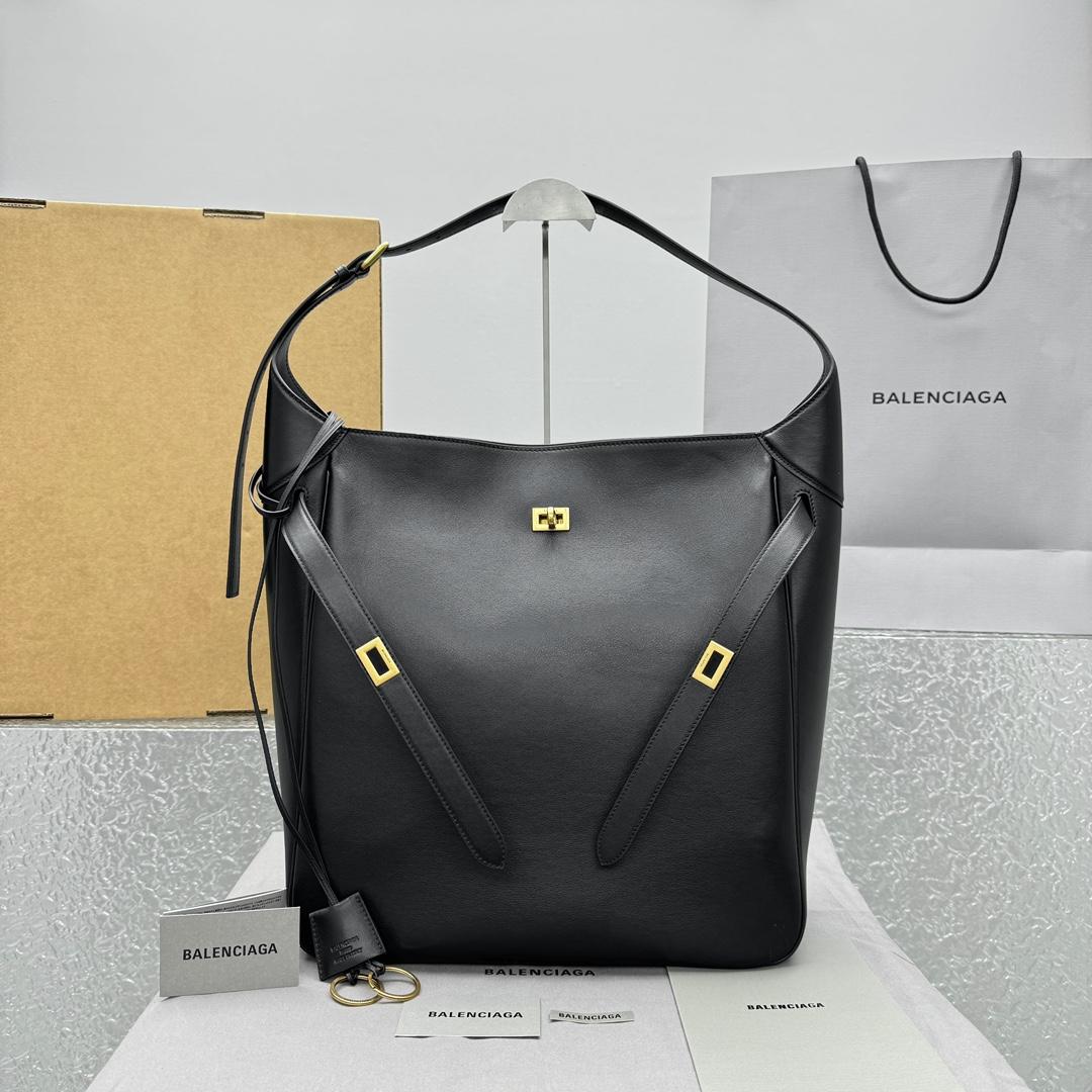 Balenciaga Bel Air Large Hobo Bag In Black  - DopestKickz