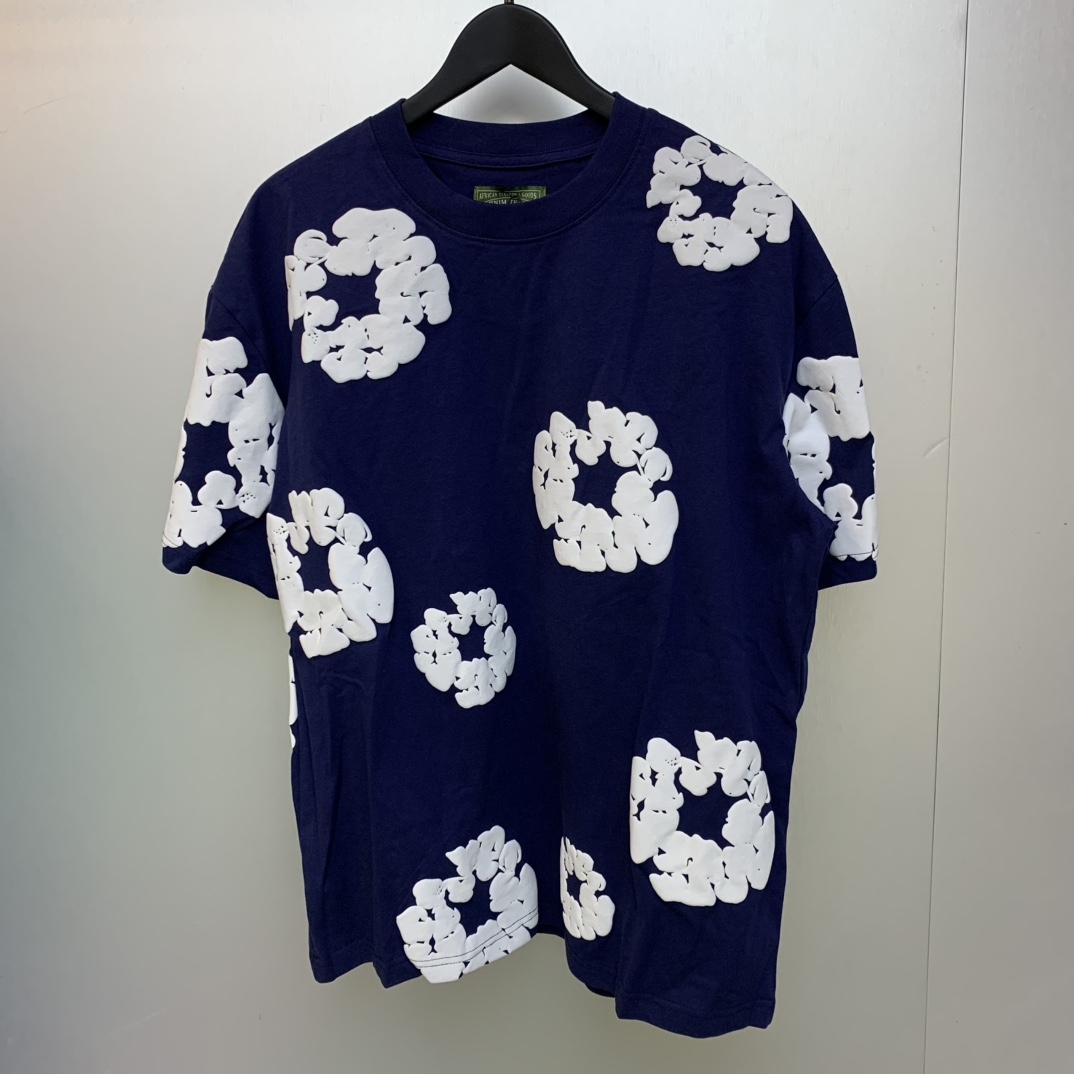 Denim Tears Cotton T-shirt In Navy - DopestKickz
