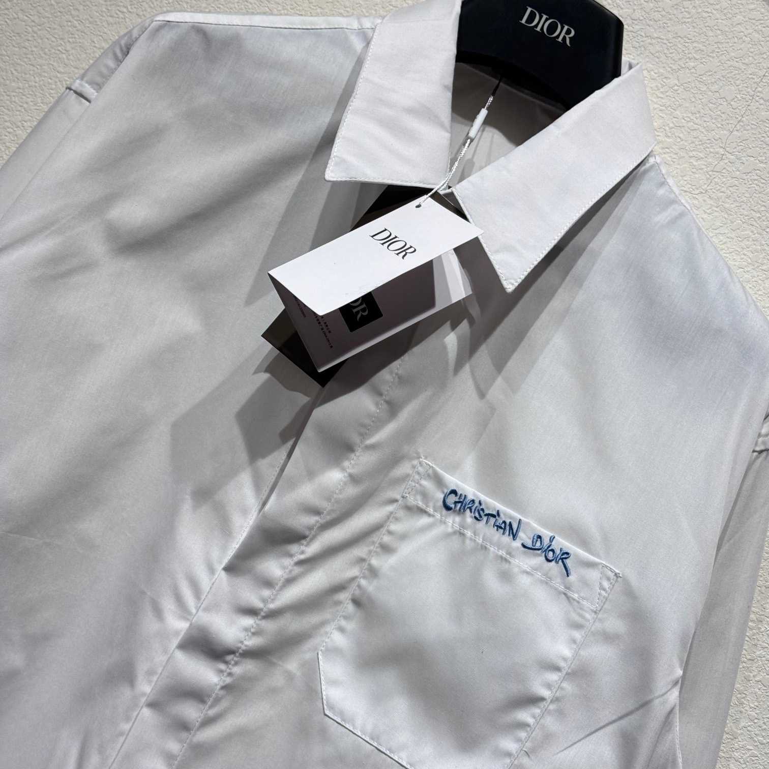 Christian Dior Tag Embroidery Shirt White Cotton Poplin - DopestKickz