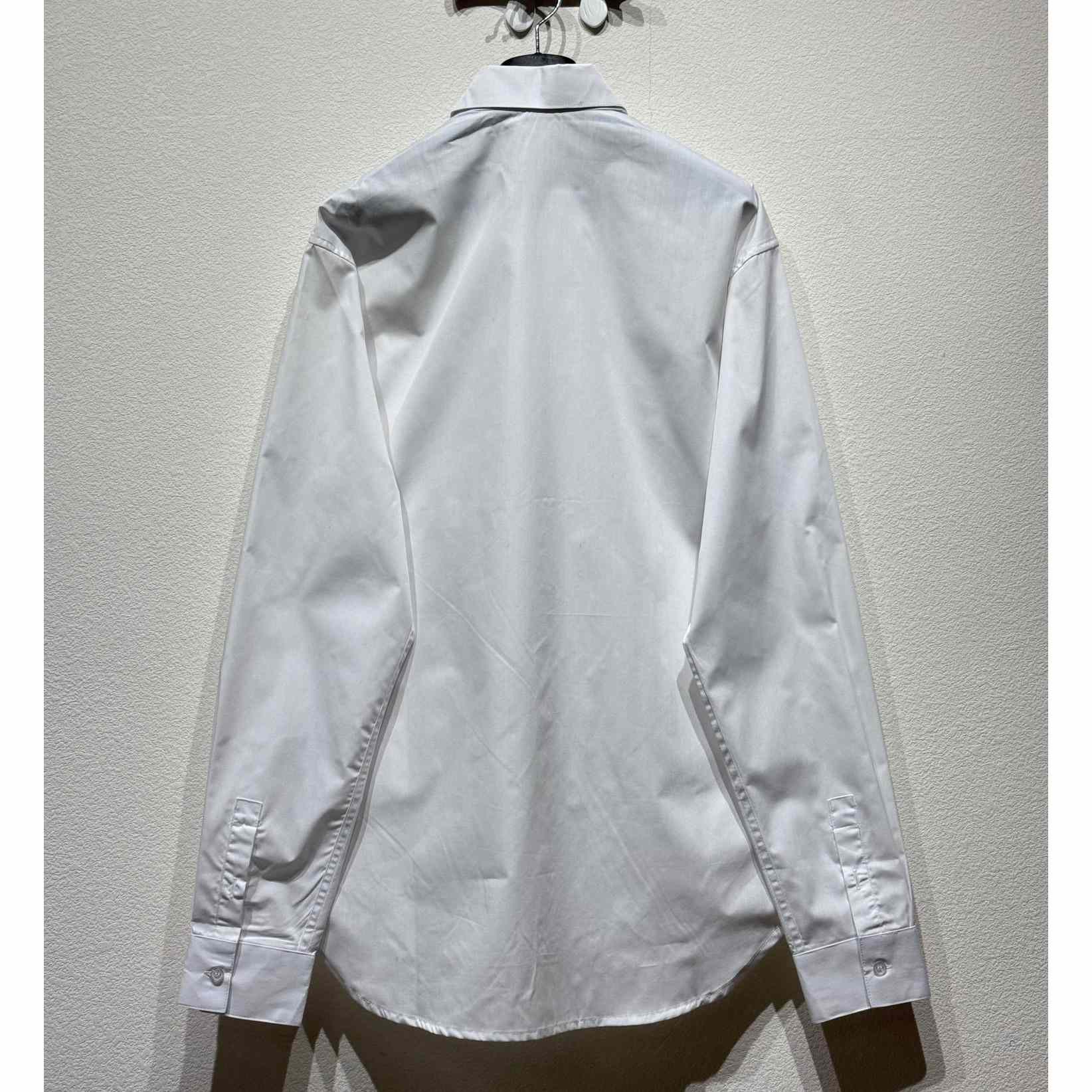 Christian Dior Tag Embroidery Shirt White Cotton Poplin - DopestKickz