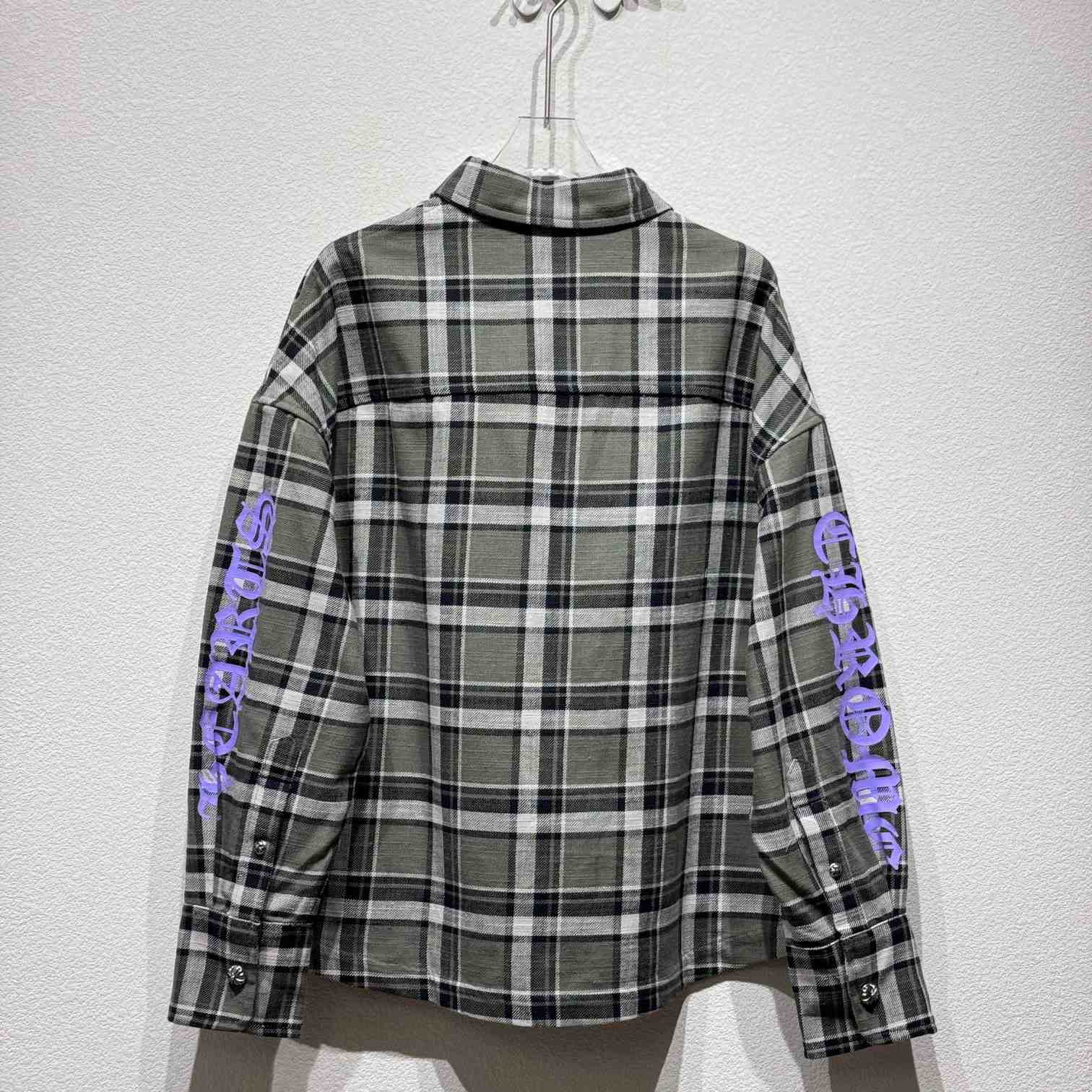 Chrome Hearts Sleeve Print Flannel Shirt - DopestKickz