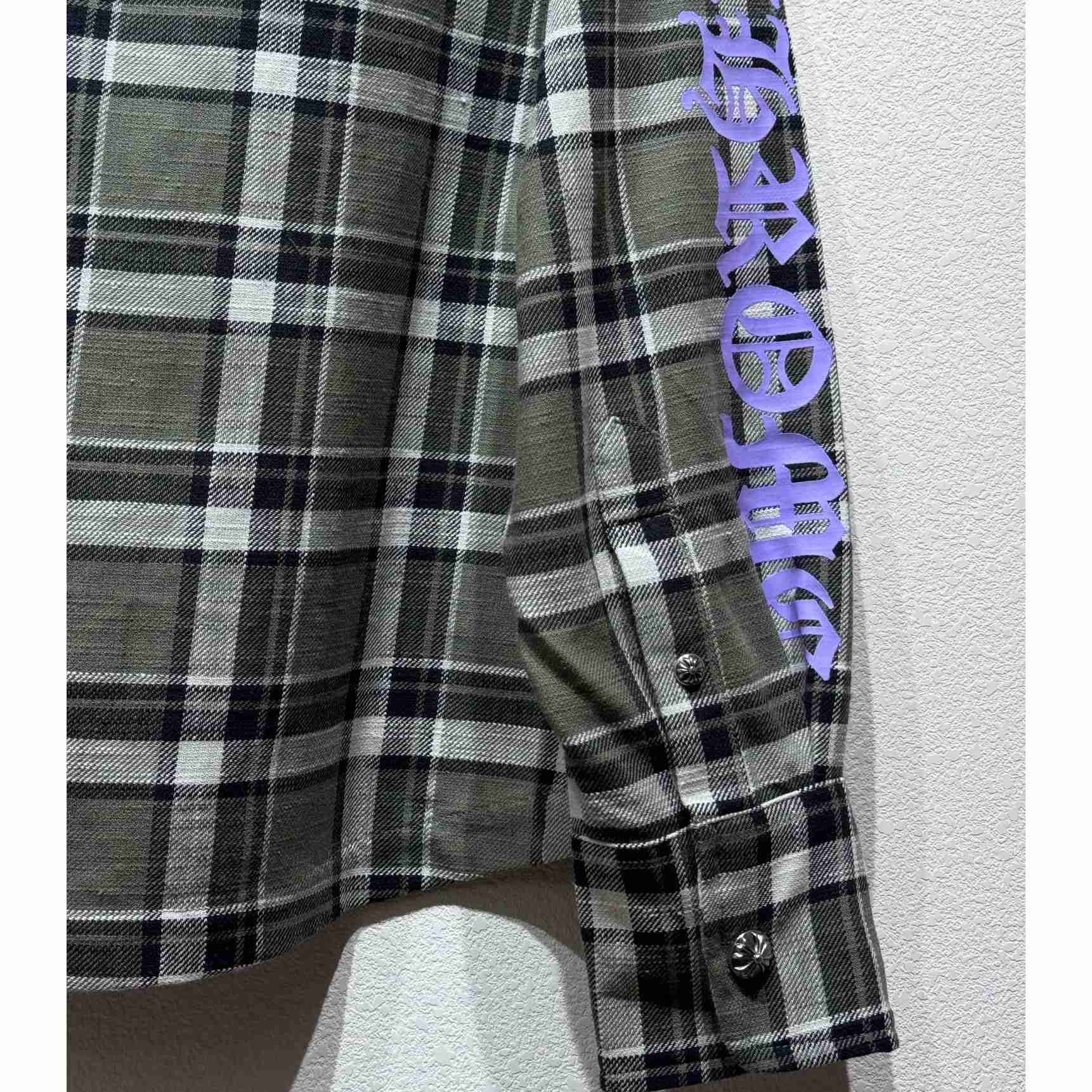 Chrome Hearts Sleeve Print Flannel Shirt - DopestKickz