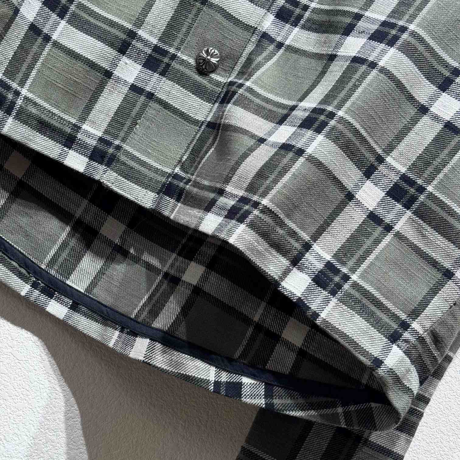 Chrome Hearts Sleeve Print Flannel Shirt - DopestKickz