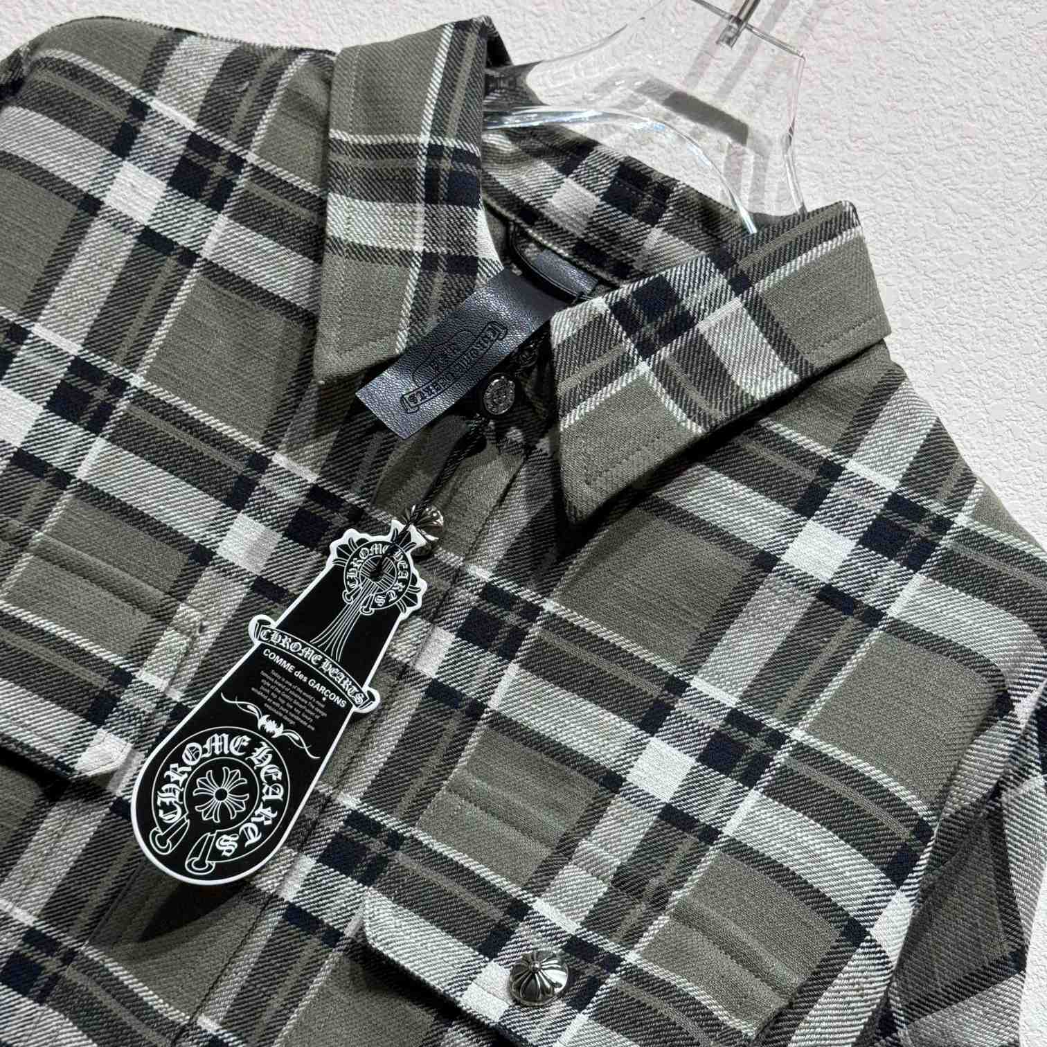 Chrome Hearts Sleeve Print Flannel Shirt - DopestKickz