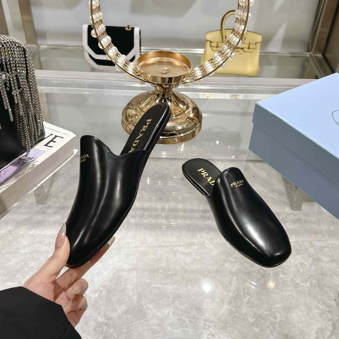 Prada Brushed Leather Slippers - DopestKickz