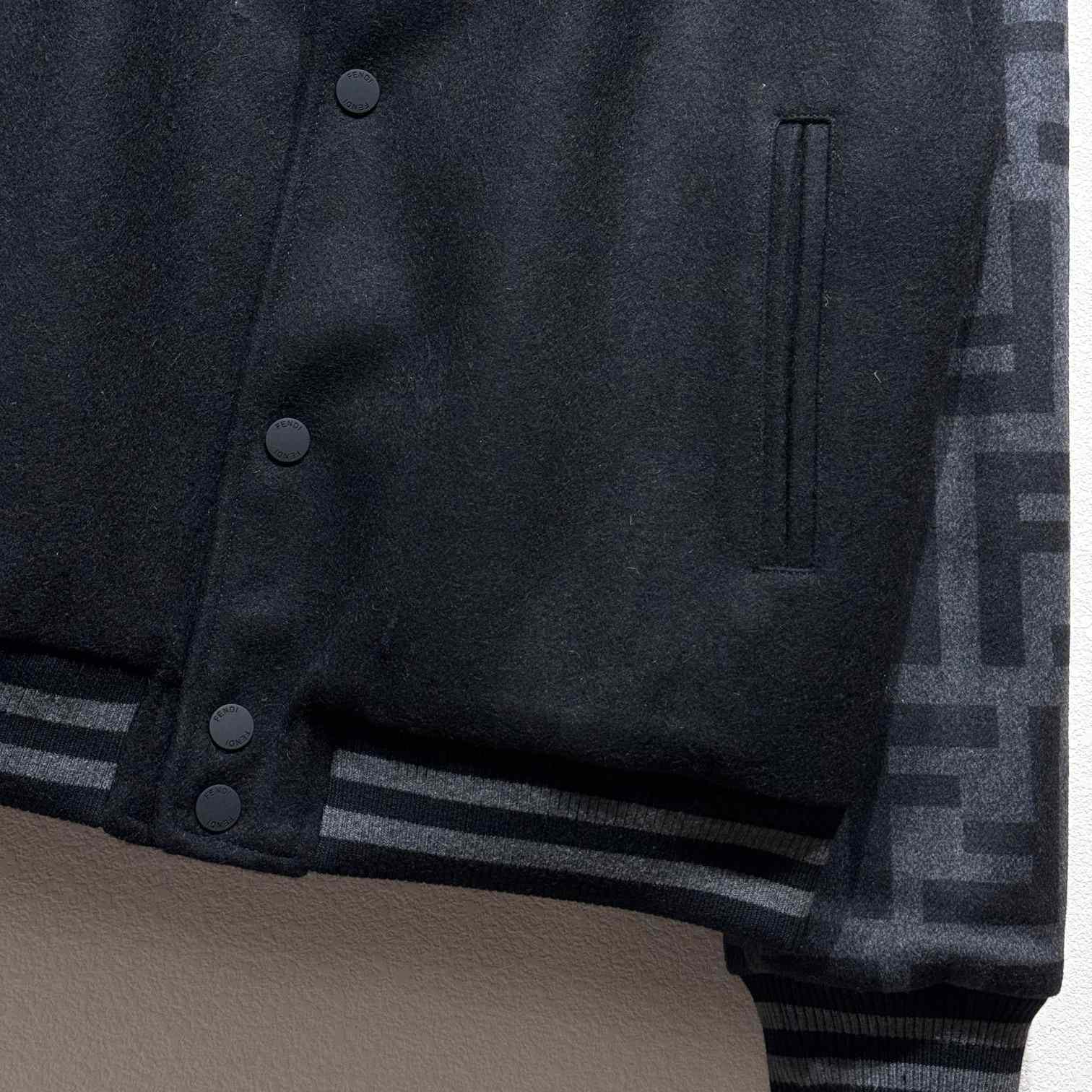 Fendi Black Wool Bomber Jacket - DopestKickz