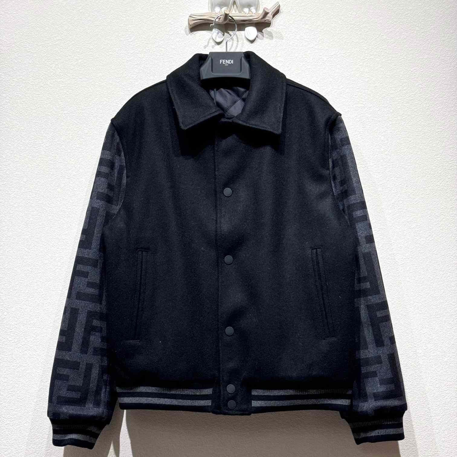 Fendi Black Wool Bomber Jacket - DopestKickz