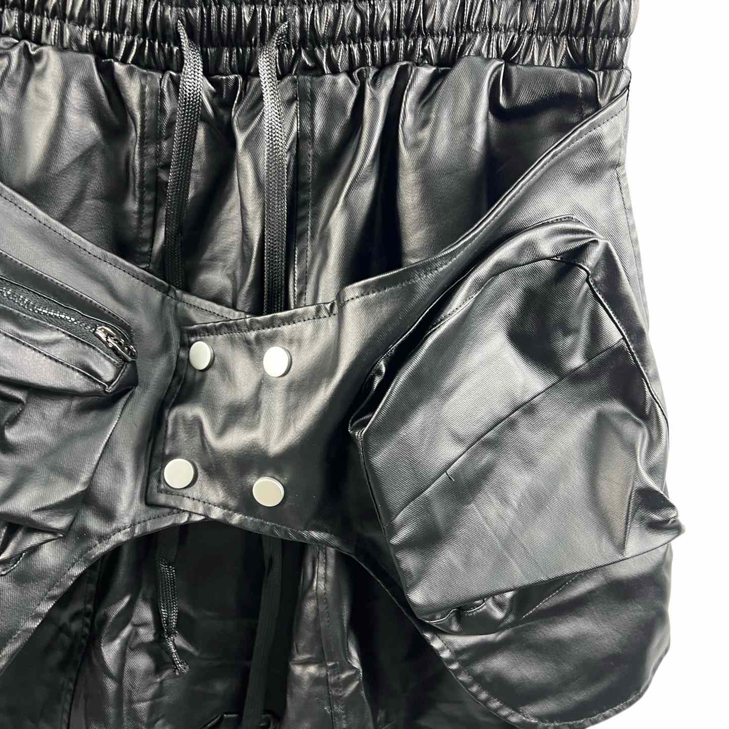 Vujade Brushed Wax Black Coating Corts Cargo Shorts - DopestKickz