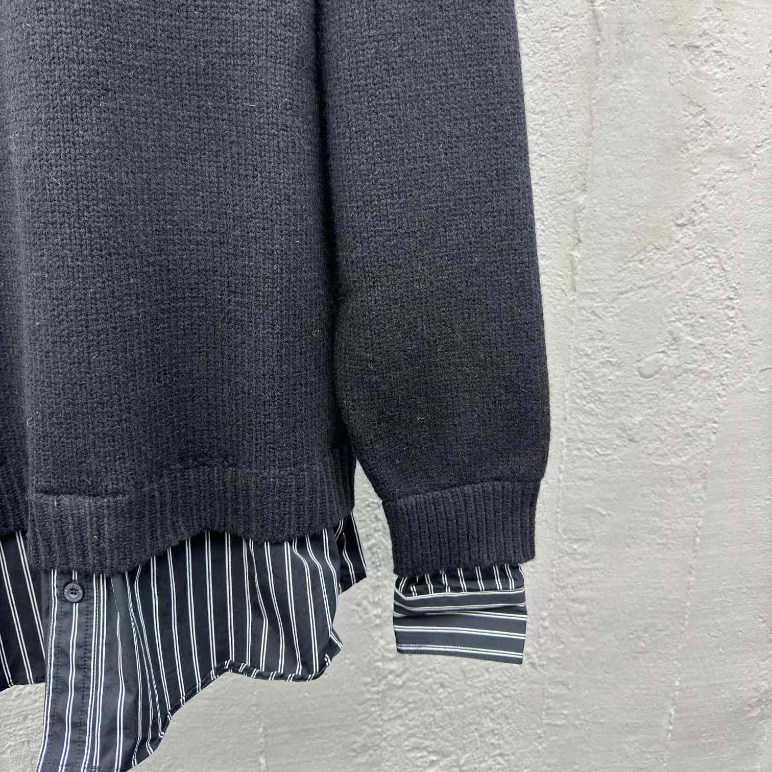 Balenciaga Layered Shirt V-Neck Sweater In Black - DopestKickz